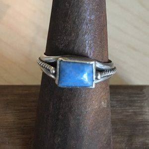 Vintage Signed Navajo Hand made Lapis Sterling Ring